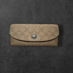 Coach F52601 Brown PVC Coated Canvas Leather Wallet Clutch - Compact & Stylish